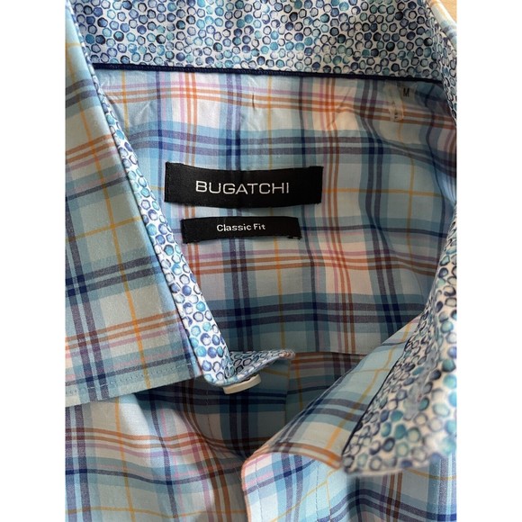 Bugatchi Classic Fit Colorful Plaid Short Sleeve Button Down Sz M Flip Cuff - Picture 4 of 8
